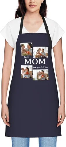 Vista 33 de Delantales personalizados para mujer, diseño de delantal de chef ajustable con nombre, textos, fotos, flores, regalos para el día de la madre