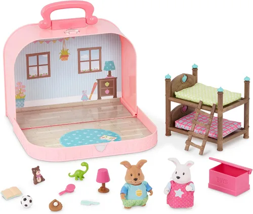 Vista 12 de Li'l Woodzee z - Juego de casa de muñecas portátil para dormitorio con 2