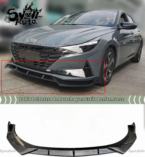 Vista 2 de Se adapta a HYUNDAI ELANTRA 2021+ negro brillante estilo de rendimiento 3 piezas de parachoques delantero