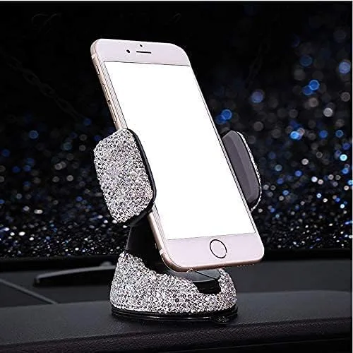 Vista 5 de Ergonflow Soporte de teléfono para automóvil con diamantes de imitación de lujo, compatible con ventilación de aire o tablero, compatible con iPhone