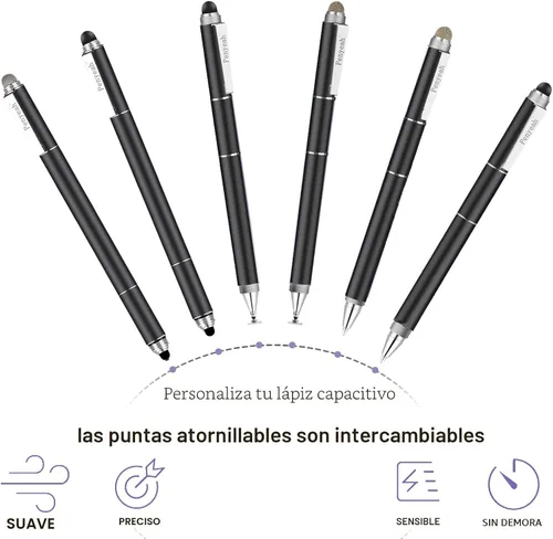Vista 4 de Penyeah Lápiz capacitivo universal de alta precisión y sensibilidad, para tabletas, iPhone, iPad, laptops, con 4 puntas de repuesto, color negro