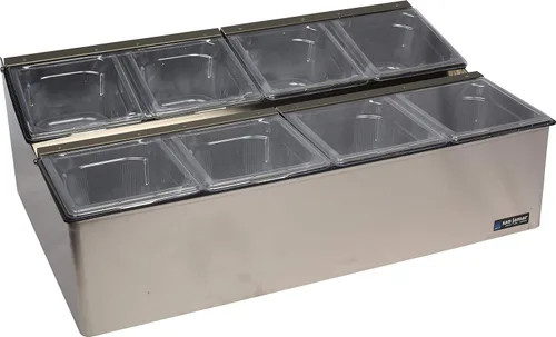Vista 7 de San Jamar Ez-Chill Centro de preparación de alimentos autoservicio con tapa con bisagras para bares, restaurantes y cocinas, acero inoxidable