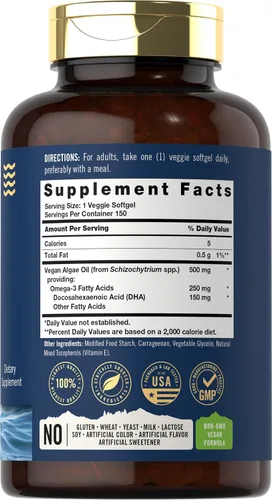 Vista 2 de Carlyle Suplemento vegano Omega 3 150 cápsulas blandas de aceite