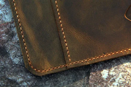 Vista 6 de Portafolio de cuero de grano completo, soporte para bloc de notas legal tamaño carta, apertura superior, organizador de carpetas comerciales
