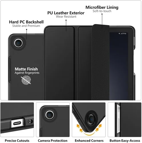 Vista 3 de MoKo para Galaxy Tab A9 Plus/A9+ Funda de 11 pulgadas 2023, funda de PC delgada con soporte y parte trasera translúcida para Galaxy Tab A9 Plus