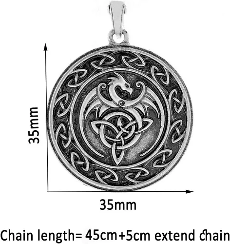 Vista 2 de Collar con colgante de constelación de dragón celta Capricornus y nudo celta 35mm pendant size Metal