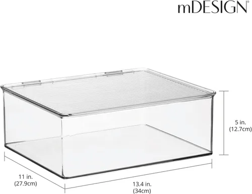 Vista 4 de mDesign - Caja de almacenamiento para alimentos con tapa, de plástico transparente, 4