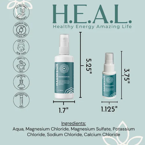 Vista 2 de Magnesium Oil Spray Bundle – Large 4.23 oz + Travel 1 oz – Pure Topical Magnesium Chloride Oil – Small Batch Skin Care Bundle Set (10% Savings)