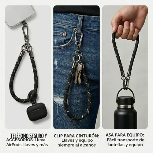 Vista 5 de Correa de muñeca con cordón para teléfono, cuerda suave, correa de muñeca resistente
