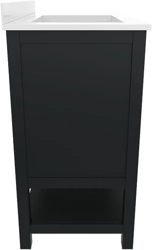 Vista 7 de Flash Furniture Vega - Tocador de baño con lavabo de 36 pulgadas, armario de almacenamiento con puertas de cierre suave, estante abierto y 3