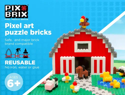 Vista 5 de Pix Brix Pixel Art Kit Puzzle Bricks – Serie Dinosaurio, Brachiosaurus – Juego de ladrillos de construcción patentado para recrear tu dinosaurio