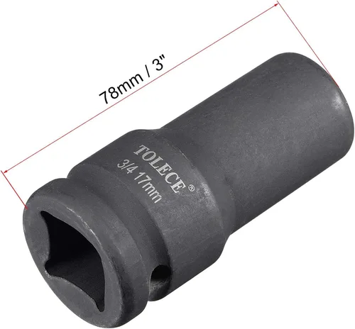 Vista 2 de uxcell Enchufe de impacto profundo de 0.669 in y 12 puntos de 3/4 pulgadas, acero CR-MO 3.071 in de longitud, tamaños métricos