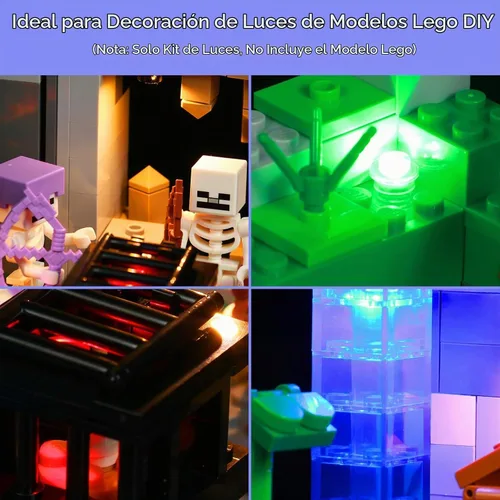 Vista 2 de Kit de luces mejorado compatible con LEGO Minecraft The Skeleton Dungeon, decoración de luces compatible con LEGO 21189, el mejor regalo
