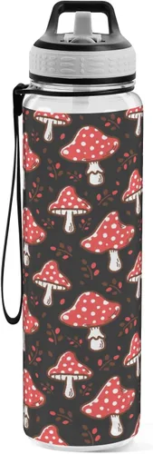 Vista 2 de Fustylead Amanita - Botella de agua de 32 onzas con popote, transparente a prueba de fugas, para mujeres y hombres, para deportes al aire libre