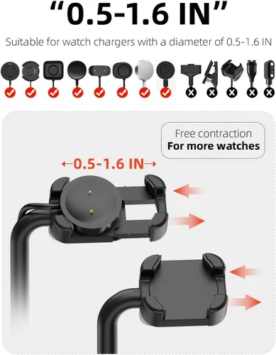 Vista 6 de Base de carga inalámbrica universal 2 en 1 con soporte ajustable para reloj inteligente, compatible con Samsung Galaxy, Google Pixel, Huawei