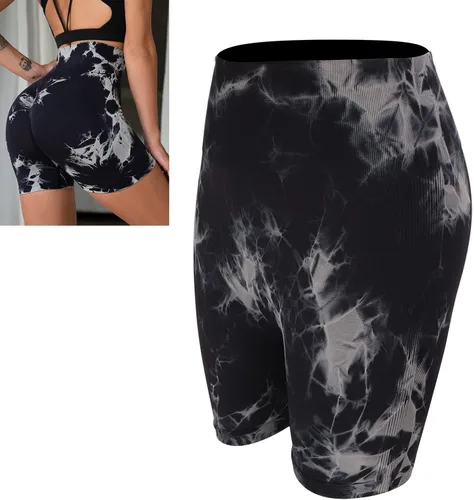 Vista 2 de Betued Athletic Shorts, High Waist Seamless Black Quick Dry Soft Biker Shorts, Tie Dye Yoga Shorts for Women LeggingsLeggings