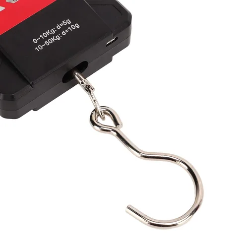 Vista 6 de Escala colgante digital de 0.0-110.2 lbs Mini grúa de mano con pantalla LED Escala de peso de pescado con gancho en forma de S para transporte