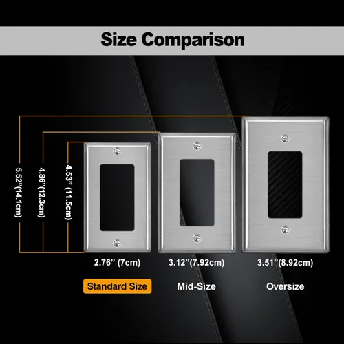 Vista 5 de BESTTEN [Paquete de 5] Placa de pared de metal decorativa con película protectora, cubierta de interruptor decorativa resistente a la corrosión