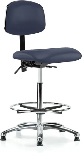 Vista 87 de Perch - Silla de laboratorio con ruedas cromadas con soporte de respaldo ajustable, altura del escritorio de 17 a 22 pulgadas, tela negra