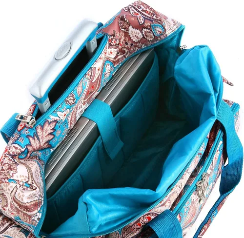 Vista 3 de Olympia Deluxe - Maleta de equipaje con ruedas, Azul (Paisley), Overnighter rodante de moda de lujo