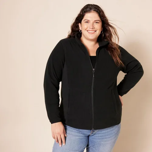 Vista 6 de Tienda Essentials - Chaqueta de vellón polar suave con cremallera completa para mujer, ajuste clásico (disponible en talla extragrande)