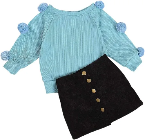 Vista 14 de Conjunto de ropa de 2 piezas para niñas pequeñas para otoño e invierno Verde militar