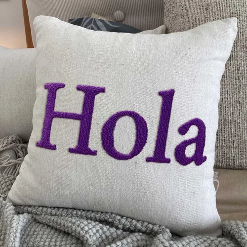 Vista 7 de Funda de almohada lumbar con nombre bordado personalizado, funda de almohada de lino con monograma para sofá cama, funda de almohada personalizada