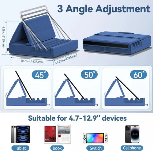 Vista 7 de KDD - Soporte de almohada para tablet, soporte plegable para iPad para regazo, cama y escritorio - Base para tablet con almohadilla suave y soporte
