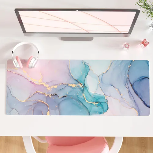 Vista 24 de Qiyi Alfombrilla de escritorio, grande, de mouse, vía láctea, decoración, piel sintética impermeable, protector para oficina, hogar, trabajo
