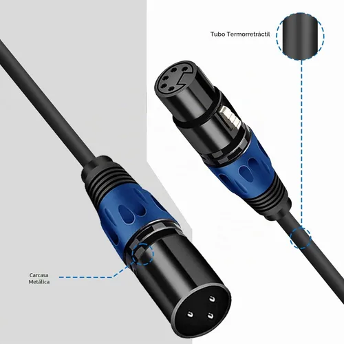 Vista 3 de Cable de luz de escenario DMX de 11.8 pulgadas, cable XLR DJ, conector XLR macho de 3 pines a conexión XLR DMX hembra de 5 pines para, foco de luz
