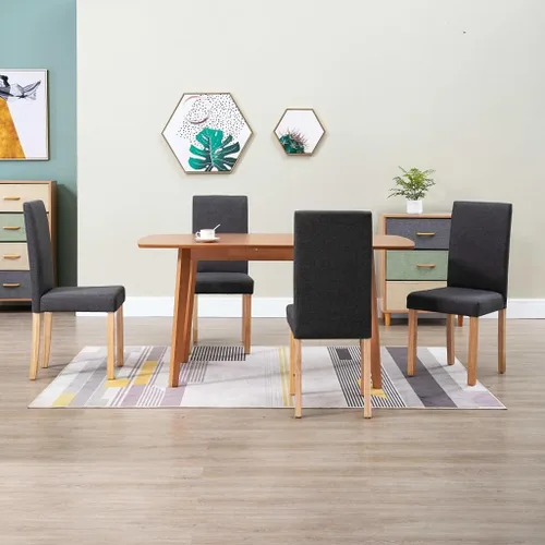 Vista 23 de 2-Pack Black Fabric Dining Chairs with Rubber Wood Frame, Modern Farmhouse Accent Chairs for Kitchen Dining Room, Comfortable Upholstered Seats