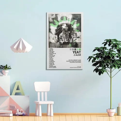 Vista 4 de Póster Yeat 2 Alive Portada de Álbum Póster Estética para Oficina y Habitación Pintura en Lienzo Arte de Pared Dormitorio Decoración Regalo