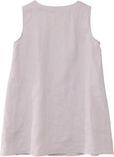 Vista 3 de Amazhiyu Blusa larga sin mangas de lino con cuello en V para mujer, estilo casual, para verano