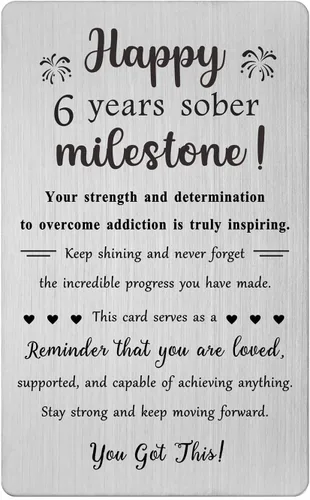 Vista 10 de TGCNQ Regalos de sobriedad de 1 mes - Regalos de recuperación para mujeres y hombres - Tarjeta de metal de aniversario sobrio de 30 días