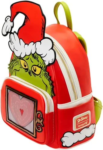 Vista 4 de Loungefly Dr Seuss Grinch - Mini mochila de corazón lenticular Rojo