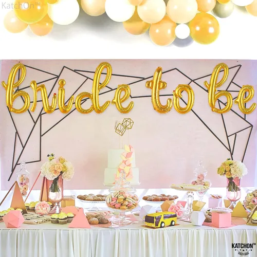 Vista 7 de KatchOn, Globos dorados con texto en inglés "Bride To Be", 16 pulgadas, globos de despedida de soltera para decoraciones de despedida de soltera, Oro