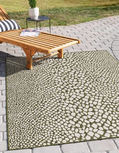 Vista 54 de Unique Loom Outdoor Collection Alfombra de área - Ciudad del Cabo (2' 2' x 3' 1' Rectángulo, Azul/Oliva)