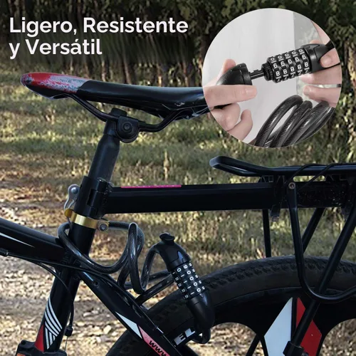 Vista 6 de Flexzion Combinación de cable de bloqueo de bicicleta, cable de bloqueo de bicicleta combinado de 5 dígitos, sin llave, cerradura antirrobo