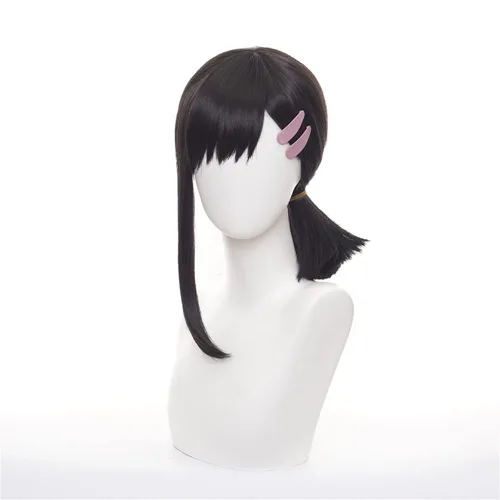 Vista 3 de Mystylecos Anime Higashiyama Kobeni Cosplay peluca larga negra con cola de caballo fiesta de Halloween, juego de rol, peluca sintética