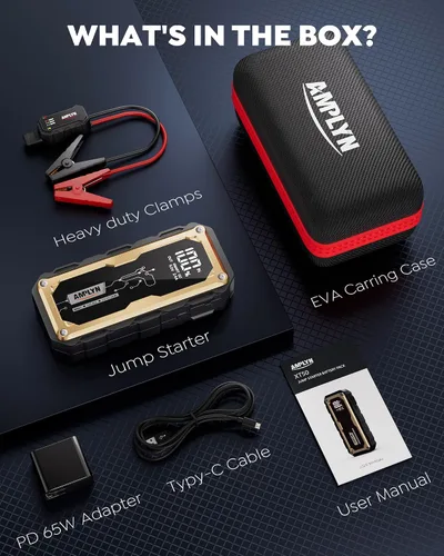 Vista 7 de Arrancador de salto de 5000 A, 24000 mAh portátil con cargador rápido de 65 W, batería de 12 V para automóvil, pantalla LED, motor diesel