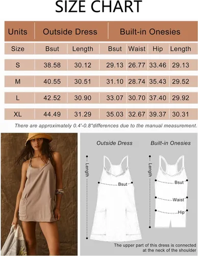 Vista 6 de VIUTIL Vestido atlético para mujer con pantalones cortos incorporados, mini vestido de entrenamiento deportivo para golf, verano 2023