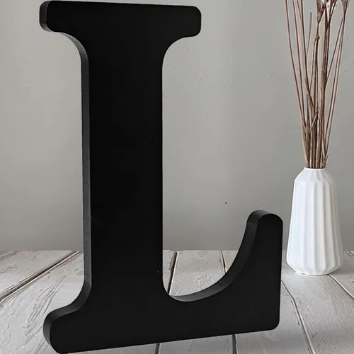 Vista 20 de AOCEAN Letras de madera negra de 12 pulgadas Letras de madera sin terminar para Halloween Letras decorativas de pie Rebanadas Tablero