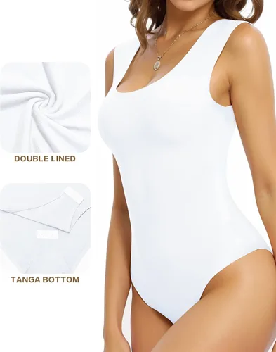 Vista 2 de MANGOPOP Camiseta básica sin mangas con cuello redondo para mujer, con doble forro, camisetas sin mangas