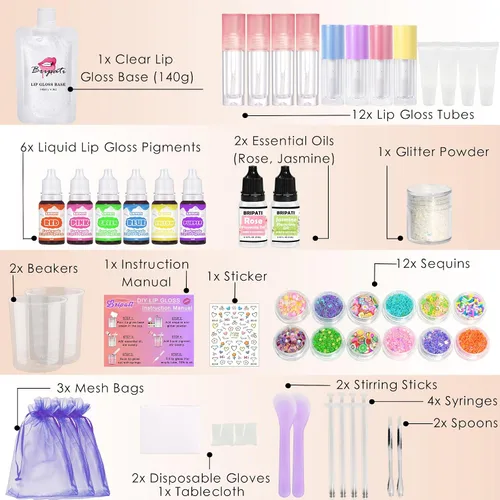 Vista 2 de Kit de fabricación de brillo de labios, todo en uno para hacer tu propio juego de brillo para el cuidado de los labios con base transparente