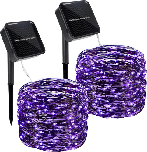 Vista 12 de Twinkle Star Paquete de 2 guirnaldas de 240 luces LED alimentadas por energía solar, para decoración de exteriores e interiores, de navidad, total