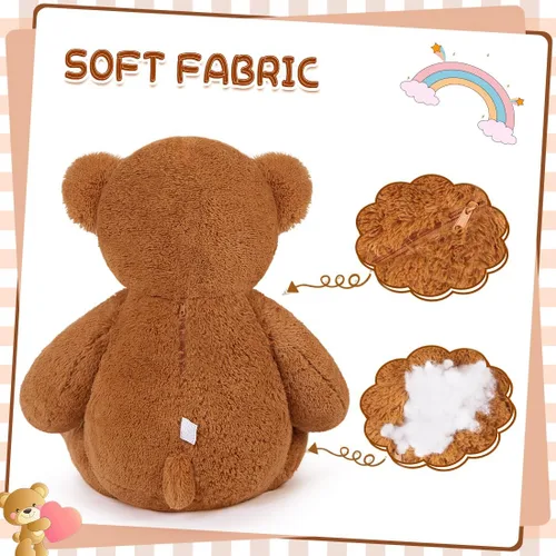 Vista 3 de Oso de peluche gigante de 47 pulgadas, animal de peluche marrón grande de 4 pies, oso de peluche de chocolate suave, regalos para novias, niños