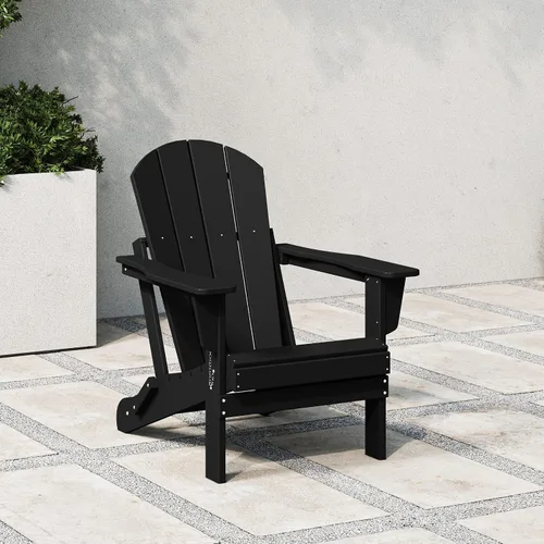 Vista 2 de WestinTrends Malibu Outdoor Patio HDPE Silla plegable de polietileno Negro