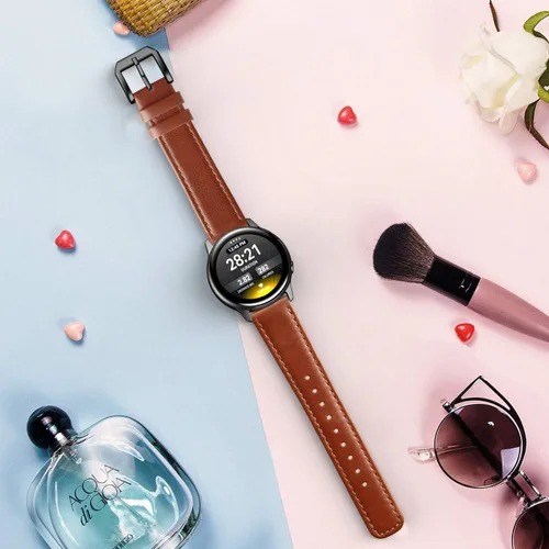 Vista 6 de Correa de piel compatible con Samsung Galaxy Watch 3 de 41 mm / Galaxy Watch Active de 40 mm / Active 2 44mm / Galaxy Watch de 42 mm, 20 mm de piel