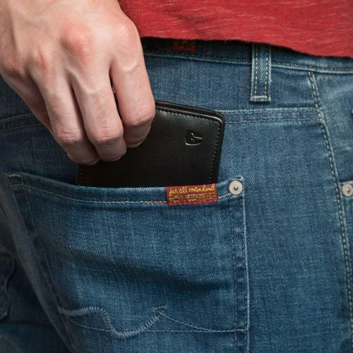 Vista 6 de Bryker Hyde - Billetera para hombre con protección de RFID, doble tapa, para 1 o 2 tarjetas de identificación, capacidad extra, billetera de viaje
