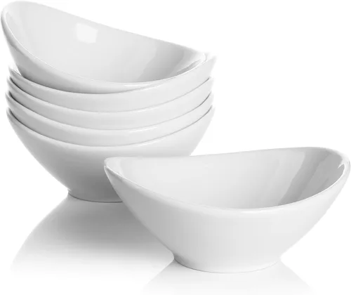 Vista 11 de Teocera Juego de 5 cuencos pequeños de porcelana de 12.7 cm, cuencos pequeños de 6 onzas para postre, helado, aperitivos, para sumergir, Beige